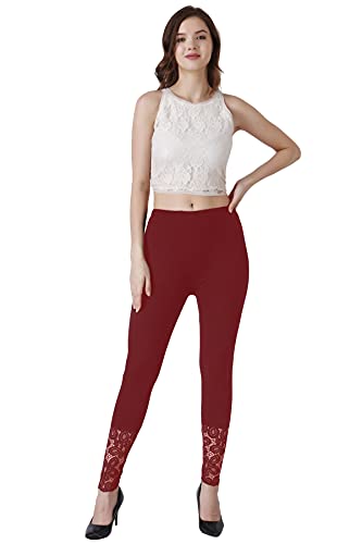 Image of Women's Soft & Stretchable Cotton Leggings Lace Ankle Length Color
