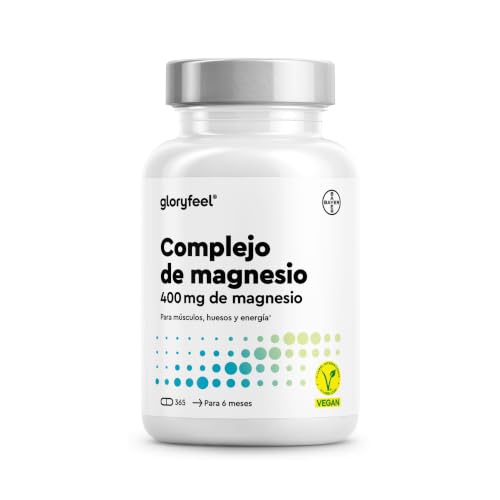 Complejo de Magnesio 400mg - 365 Cápsulas - Premium 5-en-1: Bisglicinato, Citrato, Óxido, Malato y Ascorbato - Magnesio Elemental, bioactivo - Alta Dosis - Comprobado en laboratorio y sin Aditivos
