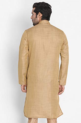 Image of VASTRAMAY Men's Beige Cotton Silk Blend Kurta