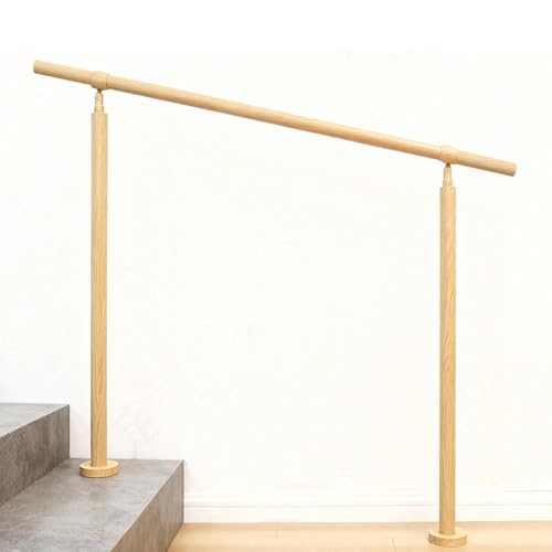 手すり 手摺 階段 304ステンレス鋼採用 玄関 屋外 屋内 DIY 角度調整可能 簡単な取り付け 防錆 耐久性 高齢者、妊婦、リハビリテーション患者 取り付け日本語説明書 (木目色, 120cm)
