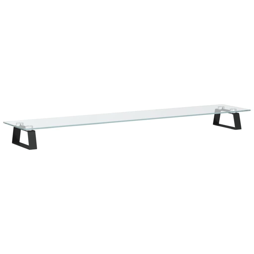 Vidaxl (Black, 100 X 20 X 8 Cm) Monitor Stand Riser Computer Display Stand Tempered Glass And Metal