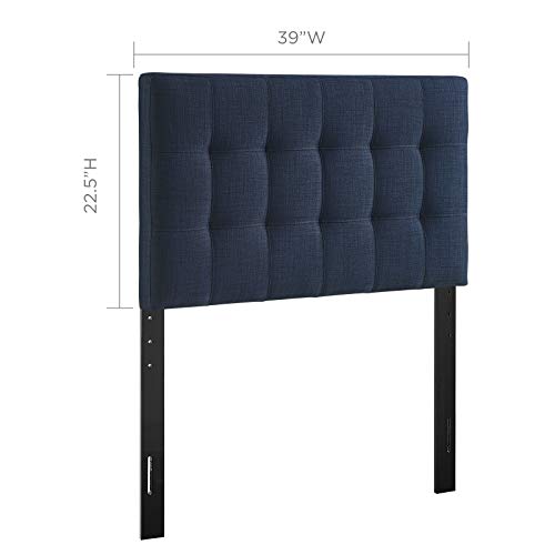 Image of Modway Lily Tufted Linen Fabric Upholstered Twin Headboard in Navy