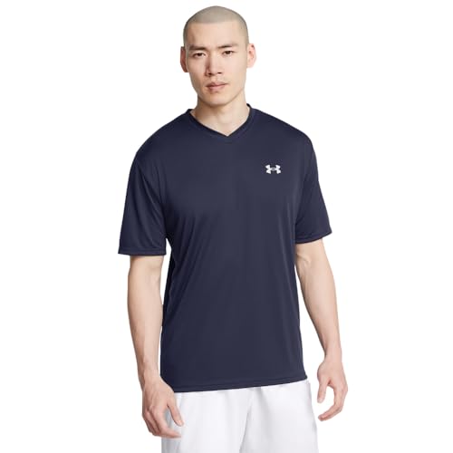 Under Armour Men's Velocity 2.0 Short Sleeve V Neck T Shirt, (410) Midnight Navy / / Mod Gray, Medium