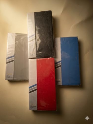 Image of Business Card Holder, Holds Business /Visiting /Debit /Name Id Card Book Case Organizer Slots 30 pockets for 60 cards (Pack of 3) - Assorted with FREE 2 pcs Paper Pencil