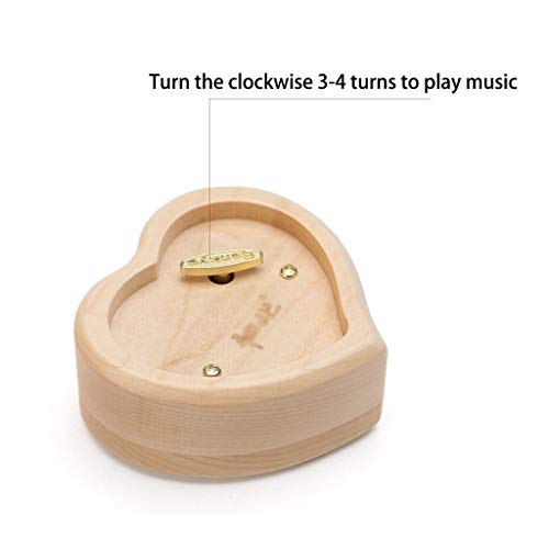 Caja de música de madera ZAW en forma de corazón para escritorio 4
