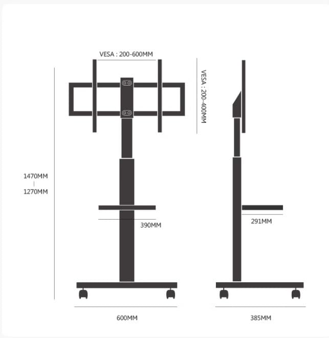 Soporte Rodante para TV de 37 a 75 Pulgadas con Ruedas miniatura 2