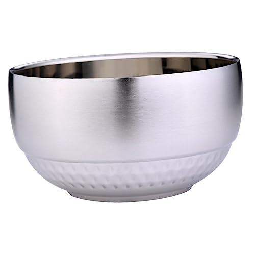 OFFSCH 1Pc Double Layer Stainless Steel Soup Bowl Unbreakable Heat Insulation Rice Bowl for Serving Soups Noodles and Snacks for Home and Restaurant Use