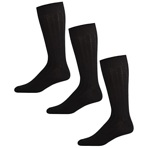 MeMoi Men's Cotton Blend Crew Socks 3-Pack Black One Size 10-13 Cover