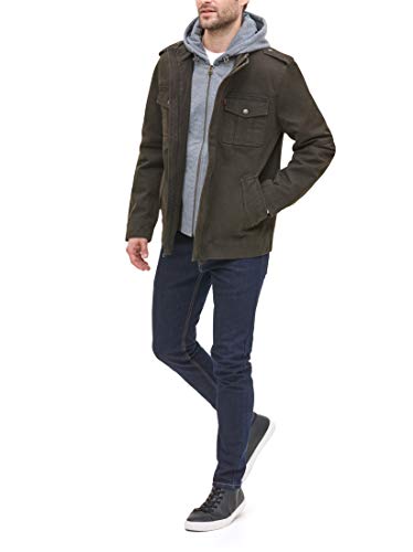 Image of Levi's Men's Washed Cotton Hooded Military Jacket (Regular & Big & Tall Sizes)