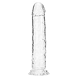 Realistischer Dildo,lebensechter Riesenpenis aus Flüssigsilikon mit starkem Saugnapf für freihändiges Spielen,Didloschwanz mit gebogenem Schaft und Kugeln für vaginales G-Punkt