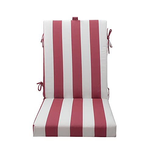 In4 Care Outdoor Indoor High Back Square Corner Chair Cushion, 44" X 19", Set Of 2-Red White Stripes #TOP3