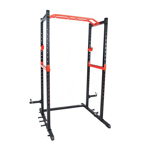 Image of Sunny Health & Fitness Power Zone Strength Rack Power Cage - 1000 LB Weight Capacity, Spotter Bar, Angled Pull-Up Bar, J-Hooks, Resistance Band Pins, Optional LAT Pull Down