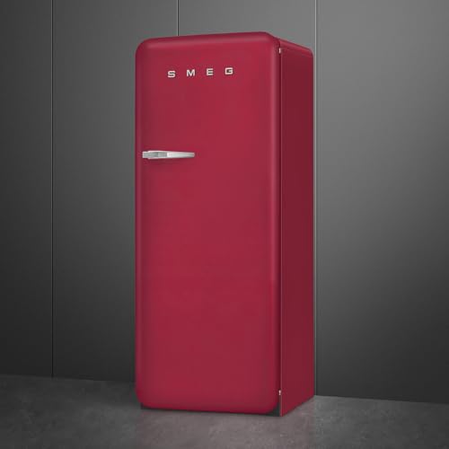 Image of Smeg Retro Style FAB28 50s Style Refrigerator, Right Hinge, Ruby Red, Matte Finish - 9.93 Cu. Ft. - Made in Italy