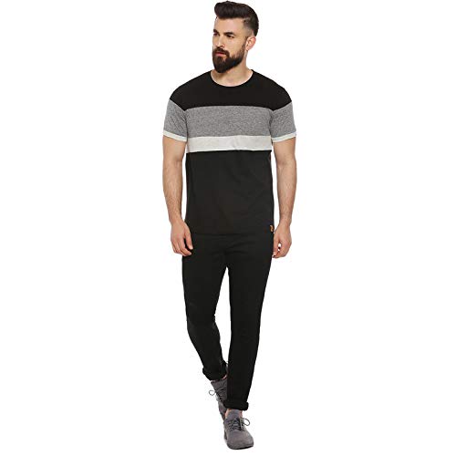 Image of CAHOOT Colour Block Men Round Neck Stylish New Trends Multicolour Casual T-Shirt