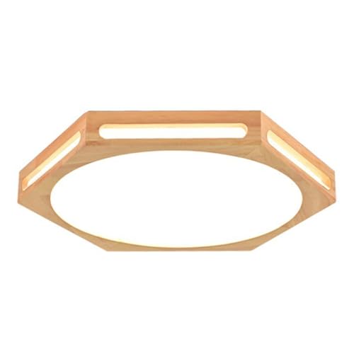 XIAOYINGU Lampada da Soffitto A Semi-Incasso Plafoniera Rustica Plafoniere in Legno Ø40 Cm per Salotto, Soggiorno, Cucina, Sala da Pranzo, Corridoio 3000K-4000K-6000K Selezionabile Piatto