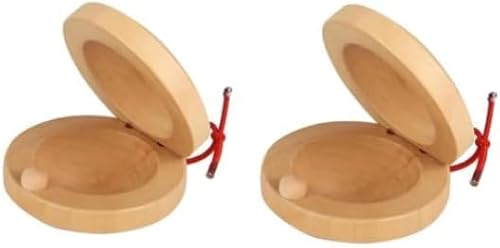 Wooden Castanet, Percussion Instrument - 2Pcs Hand Finger Castanets, Wood Castanets Classroom DIY Rhythm Music Musical Instrument