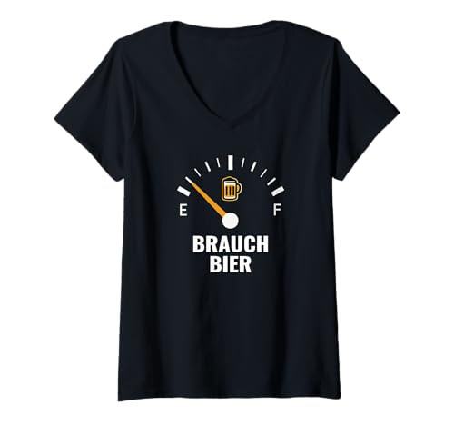 Womens Bieranzeige Leer Humorvolles Design für Bierliebhaber V-Neck T-Shirt