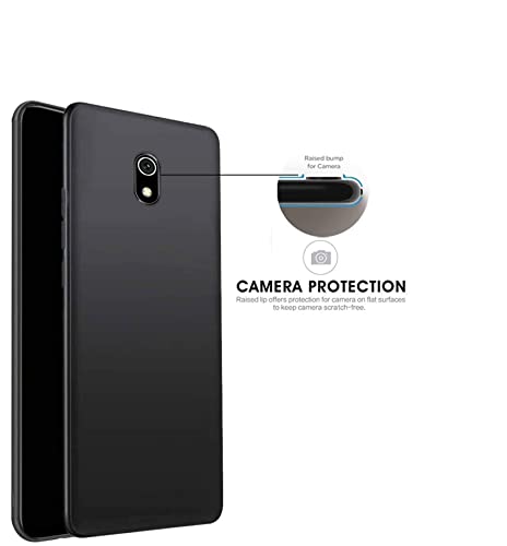 Image of Mobile Back Cover Case for Xiaomi Redmi 8A (Silicone Case|CameraProtection|Black SC1510)