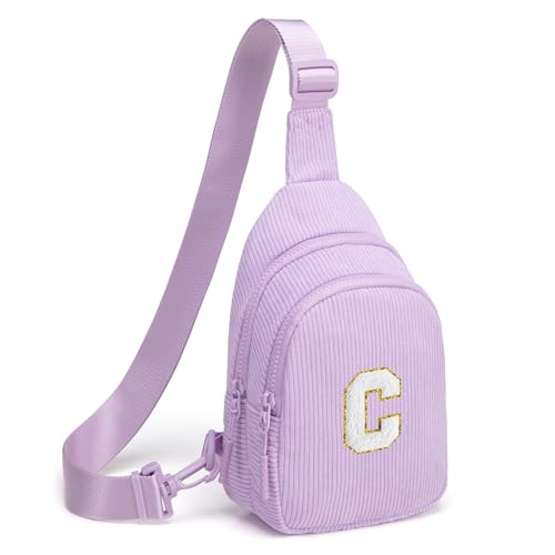 Image of Viverte Small Corduroy Sling Bag Initial Crossbody Bag Fanny Pack for Girls Personalized Birthday Gifts for Teen Girls Gifts
