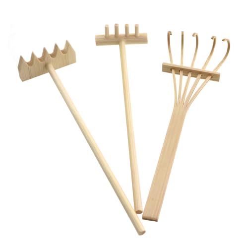 Set de 3 Mini Rastrillos Zen de Bambú para Jardín Decorativo miniatura 3