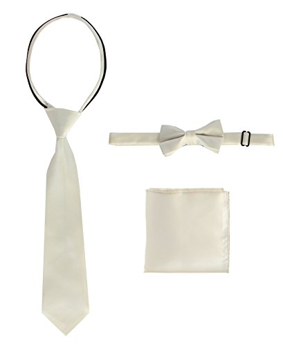 Image of Gioberti Boy's Long Sleeve Dress Shirt + Solid Tie, Bow Tie, and Hanky