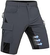 Hiauspor Mens Quick Dry Stretch Cargo Shorts MTB Mountain Bike Shorts for Hiking Tactical Fishing...