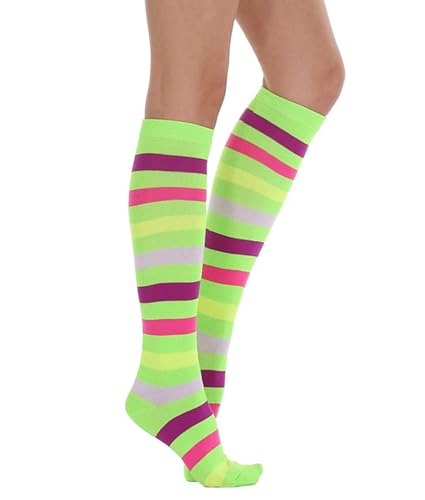 Image of Striped Knee High Socks for Women Outdoor Sport Athletic Stripe Casual Tube Socks