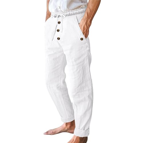 Men's Breathable Linen Pants Drawstring Lightweight Baggy Sweatpants Yoga Trousers2