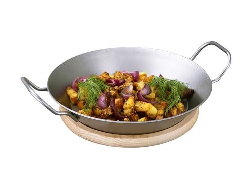 chg Set 337-01 Schlemmer-Eisenpfännchen mit Servierbrett, Eisen, Silber
