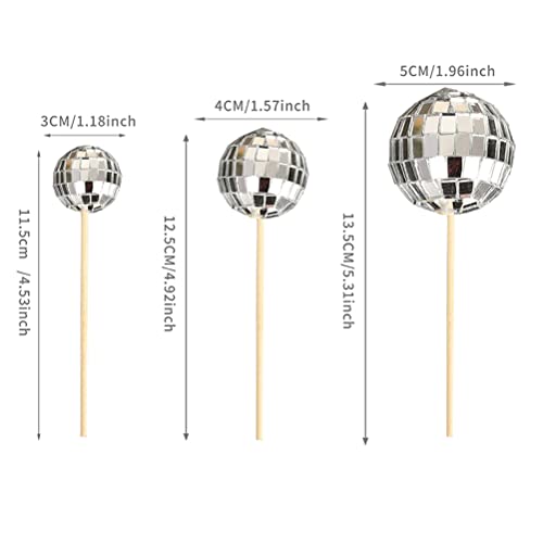 10 PCS Disco Ball Cupcake Toppers 5,31in Disco Ball Cake Toppers 1970 Disco Ball Decorações de bolo