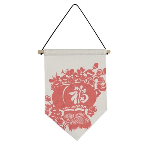 Drapeau chinois traditionnel en toile, suspendu mural asiatique et grand format rétro