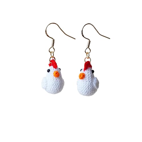 Foeeqi Chicken Earrings for Women Animal Earrings Cute Crochet Chicken Gifts for Chicken Lovers