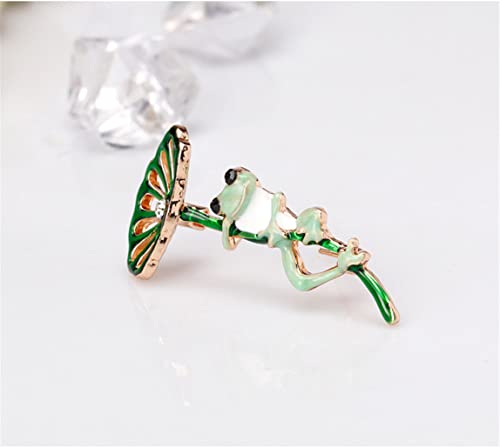 Image of Lotus and Frog Brooch Pendant Pin Broach Ladies Badges for Wedding Dress Jewelry Women Small Gift Fine Craftsmanship Fashion Book