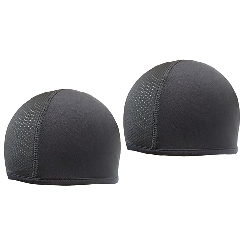 INOOMP 2pcs Cooling Skull Cap for Men Quick Dry Breathable Helmet Liner for Cycling Skiing Snowboarding and Outdoor Activities Black