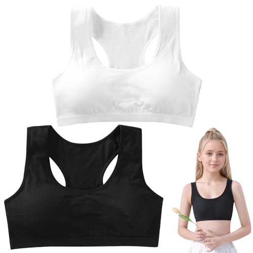 KWJEIULSOQ 2 Stücke Mädchen BH, Sport BH Gepolstert, Teens Unterwäsche...