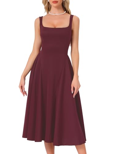 Robe de mariage invitée coupe midi Allegra K avec col carré pour soirées habillées