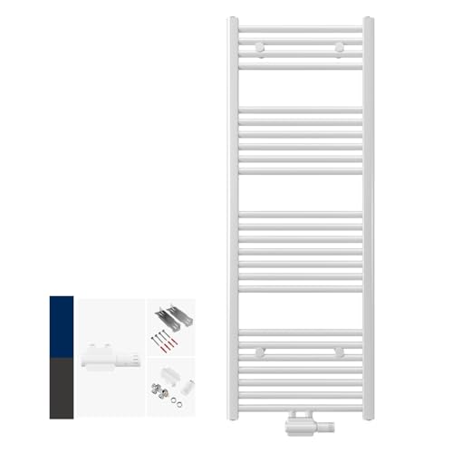 DESIGNO Badheizkörper Logatherm 1000x600 | inkl. Buderus Logafix Universalarmatur Set - Montagezubehör |Wärmeleistung 496 Watt |Mittel- Seitenanschluss | weiss | Handtuchhalter