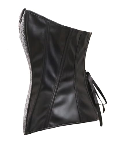 Corset bustier zippé devant en similicuir gris souple Medium