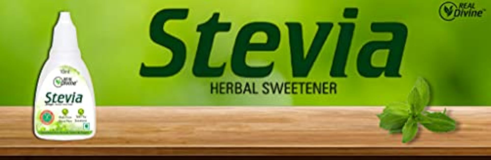 Real Divine Stevia Liquid Drops, Zero Calorie Sweetener