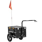 SPORTNOW Remorque Vélo Cargo Pliable avec Caisse Plastique 65L et Couvercle   Chariot de Transport 30kg à Dégagement Rapide   Chariot de Jardin Roues 12