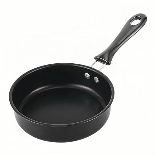 FANBODTA 4.7inch Mini Non-Tick Egg Pan - 5-Layer Coating, Dishwasher Safe, Gas/Induction Compatible Small Frying Pan for Omelet, Pancake, Oven & Dishwasher Safe - Perfect for Camping & RV (Black)