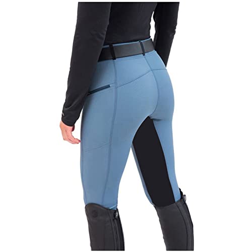 Rayuwen Horse Riding Pants for Women Men High Waist Trouser Elastic Equestrian Breeches Skinny Jodhpurs Yoga Leggings for Camping,Blue,S(Waist:63cm)