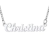 U7 Pendentif Prénom Femme Acier Collier Christina Chaîne Fine Réglable 45cm/1.5mm Cadeau Anniversaire