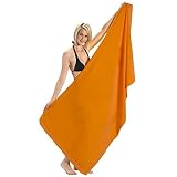 Heavy Weight Jumbo Size Dobby Hem Velour Beach Towel (Orange)