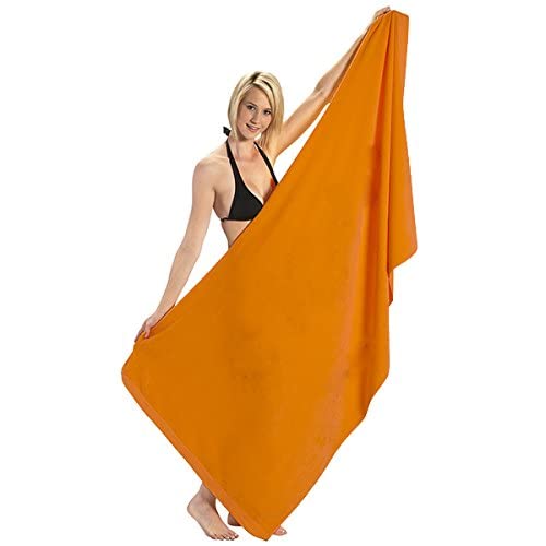 Heavy Weight Jumbo Size Dobby Hem Velour Beach Towel (Orange) #TOP9