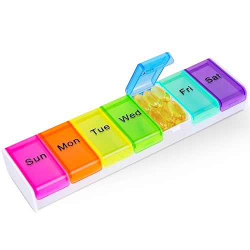 Alyvisun Pastillero Semanal 1 Toma, Pastillero Diario 7 Dias Pastilleros Semanales, Pastillero Viaje, Caja Medicamentos Grande Pill Box Organizer para Viajes de Trabajo
