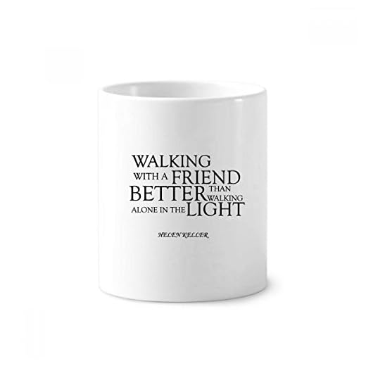 DIYthinker citat om vänskap till Helen Keller keramik tandborste pennhållare mugg vit kopp 350 ml present 9,6 cm x 8,2 cm hög diameter