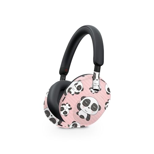 Image of MightySkins Carbon Fiber Skin Compatible with Sony WH-1000XM5 Headphones - Panda Hello | Protective, Durable Textured Carbon Fiber Finish | Easy to Apply