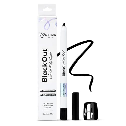 Image of Million Colors Waterproof Blackout Kohl Kajal | Infused with Chamomile and Almond Oil | Smudge Proof & Long-Lasting | One Swipe Application - Rich Color Payoff | Stays Upto 24HR