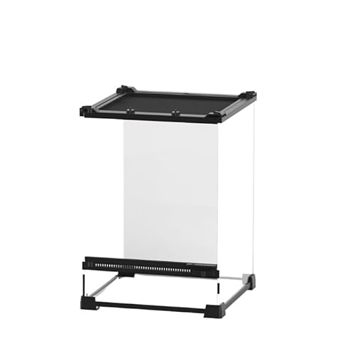 両生類飼育箱、透明、軽量、脱走防止レプテリア 爬虫類用ガラスケージ テラリウムタンク 給餌 通気箱 容器 水陸両用生息地 脱出防止 昆虫ケース タートル トカゲ 通気性 箱 (とうめいしょく360°観察スペース、家庭用/鑑賞用、ペットの飼い主に適しています